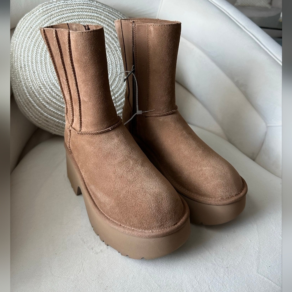 UGG Tan Suede Platform Boots